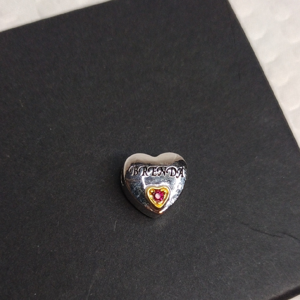 Heart Charm with Pink and Gold Accents Name Brenda
